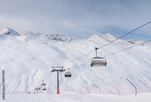 Ski lift. Ski resort Livigno. Italy