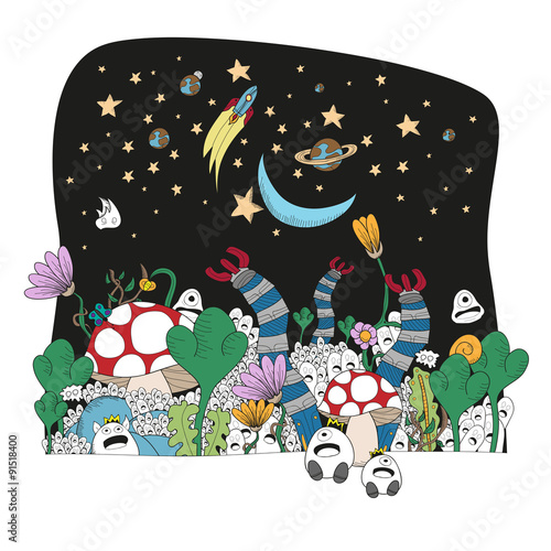 Color fantasy land of monsters
