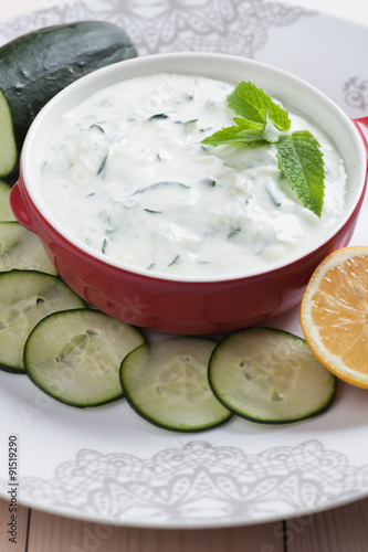 Tzatziki or cacik, cucumber and yogurt salad