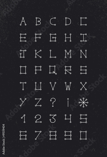 Alphabet font geometric set modern simple line