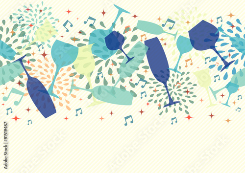 Cocktail glass party seamless pattern background