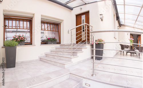 Entry and terrace in mansion