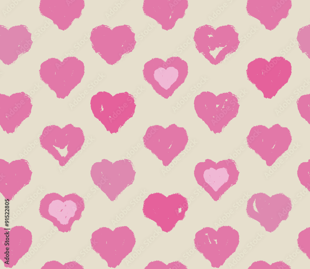 Seamless pink hearts pattern, Valentine's day concept.