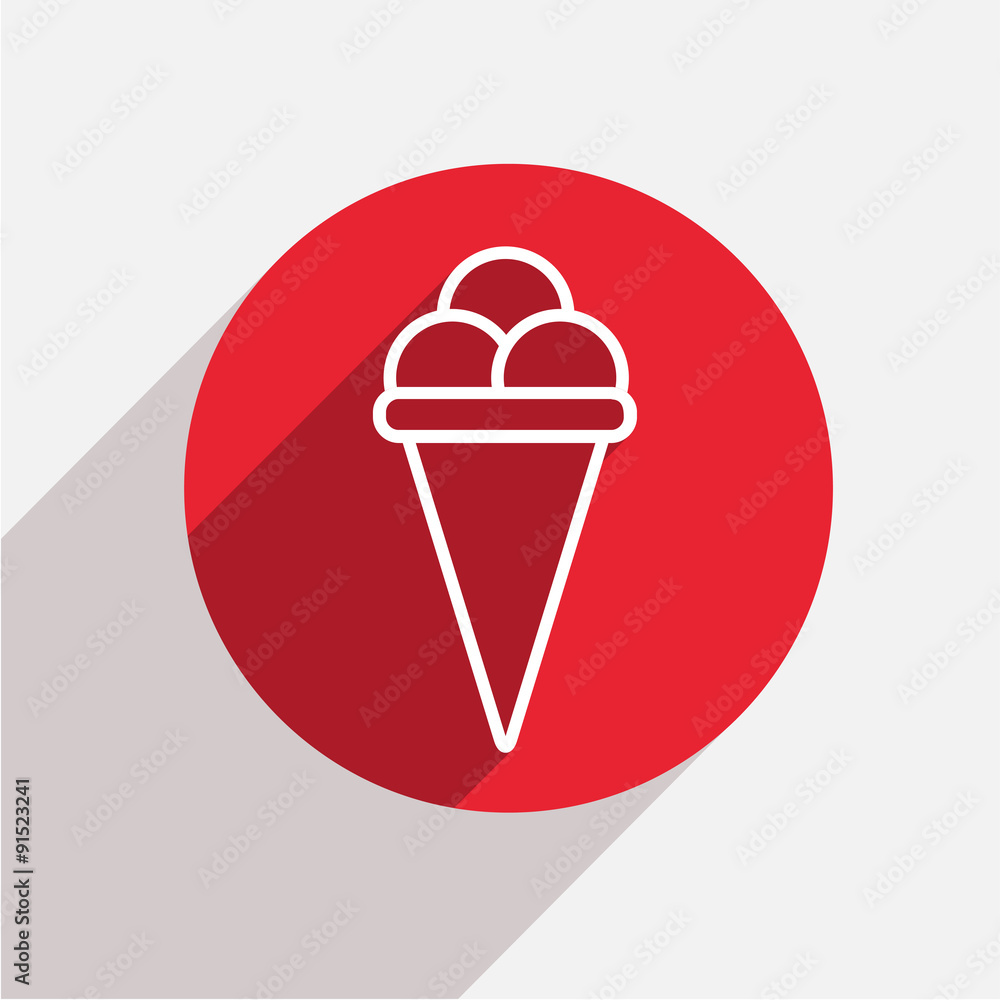 Vector modern ice cream red circle icon Vector modern ice cream red circle icon