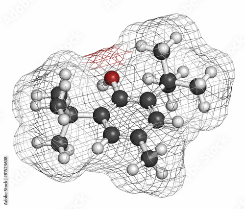 Butylated hydroxytoluene (BHT) antioxidant molecule. photo