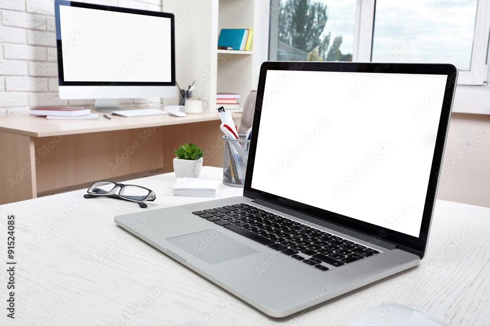 Workplace with computer in office Workplace with computer in office