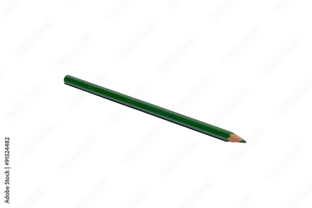 Green pencil isolated white background Stock Photo | Adobe Stock