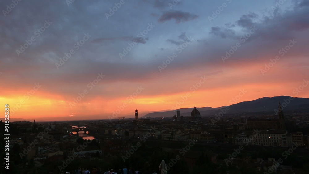 Tracking Shot Time Lapse Aerial Skyline of Florence Tuscany Italy at Sunset Tracking Shot Time Lapse Aerial Skyline of Florence Tuscany Italy at Sunset