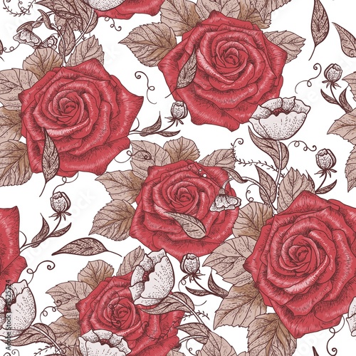 Red Rose Seamless Pattern