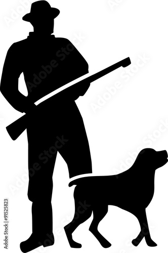 Hunter silhouette with dog