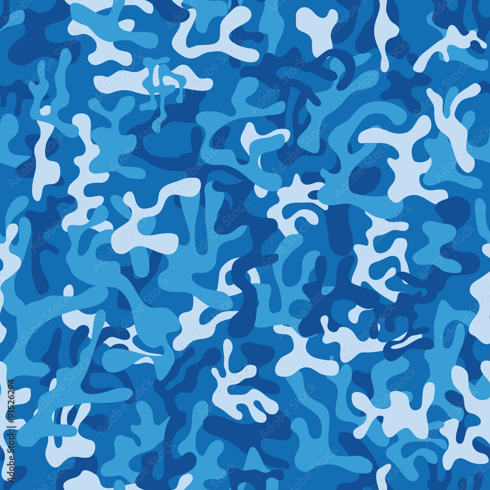 Military Blue Camouflage Seamless Pattern Royalty Free SVG