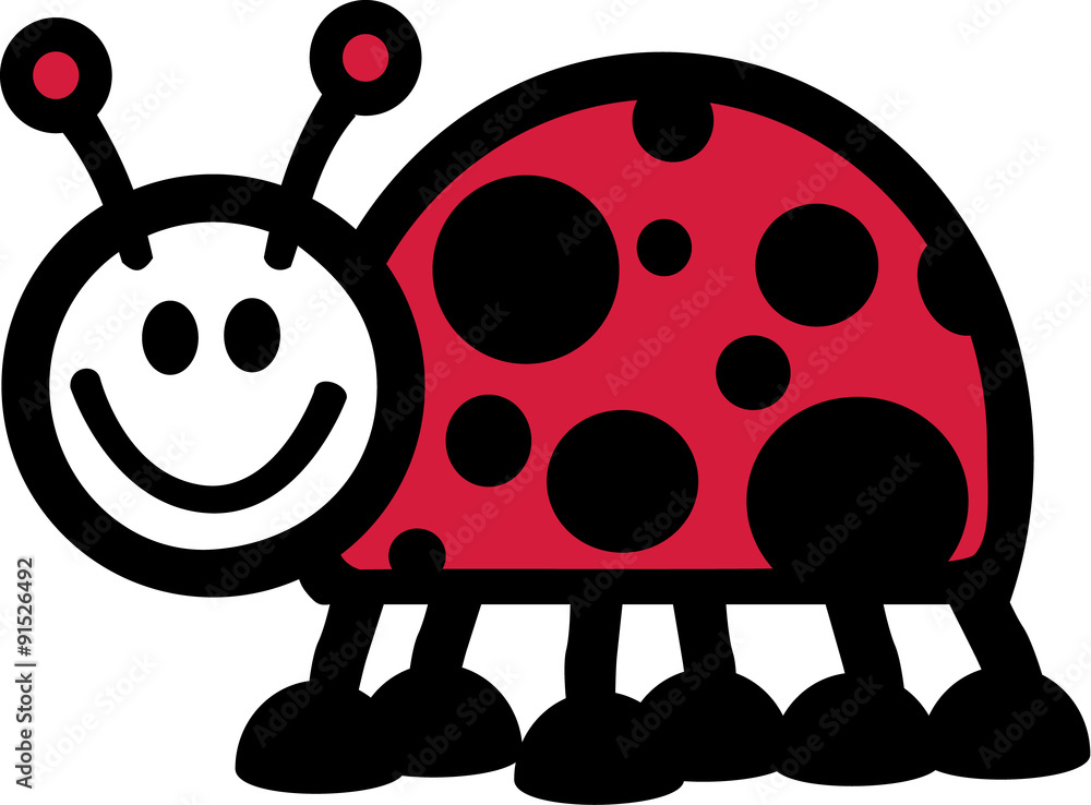 Naklejka premium Smiling Ladybug cartoon style