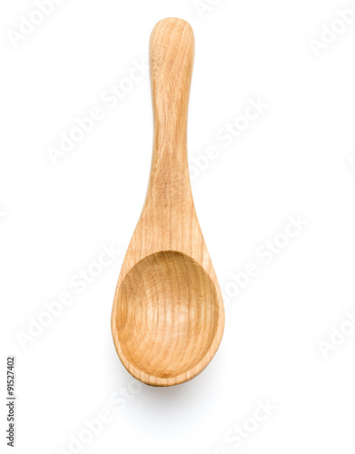 Carving wooden spoon isolated on white background cutout photo