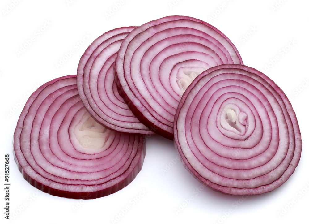 Sliced red onion rings isolated on white background cutout Sliced red onion rings isolated on white background cutout