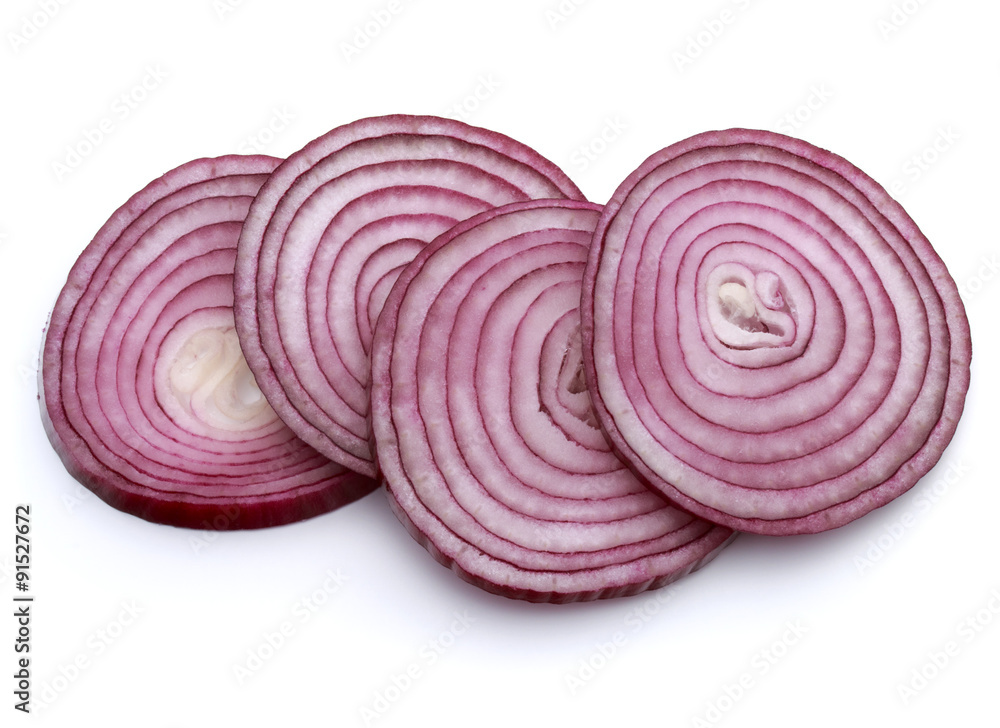 Sliced red onion rings isolated on white background cutout Sliced red onion rings isolated on white background cutout