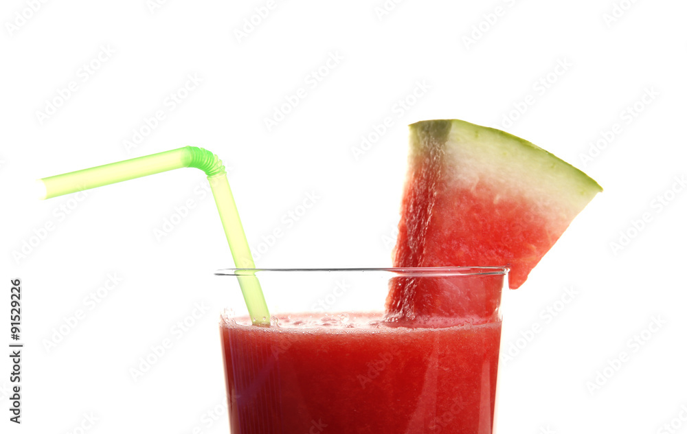 Glass of watermelon juice isolated on white Glass of watermelon juice isolated on white