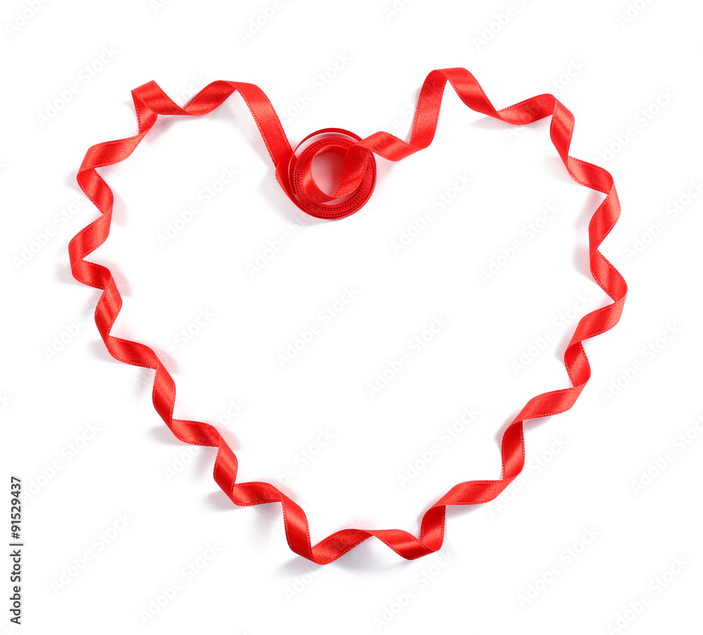 Red heart ribbon isolated on white Red heart ribbon isolated on white