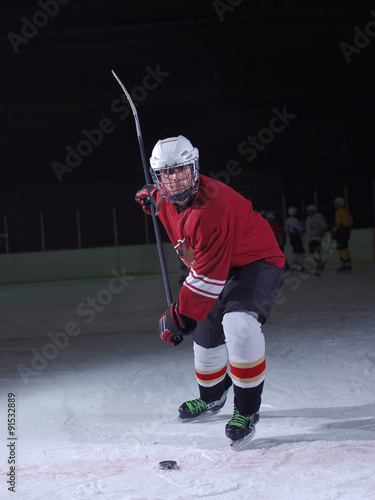 Photography ice hockey player in action