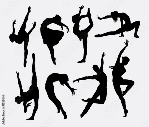 Print op canvas Dancer male and female silhouettes
