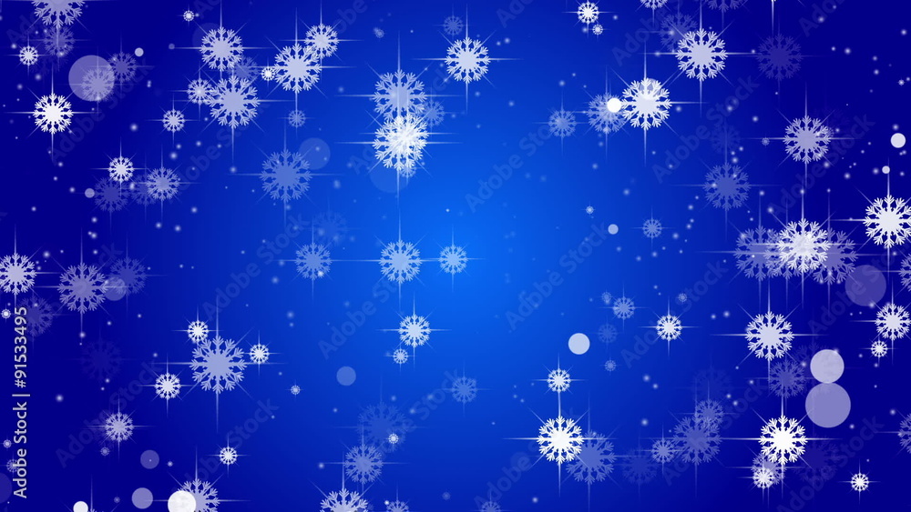 blue abstract loop background, snowflakes blue abstract loop background, snowflakes