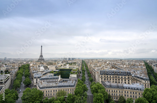 Paris skyline view from the Arc de Triomphe in Paris