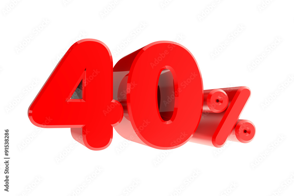40 percent 3d rendering on white background 40 percent 3d rendering on white background