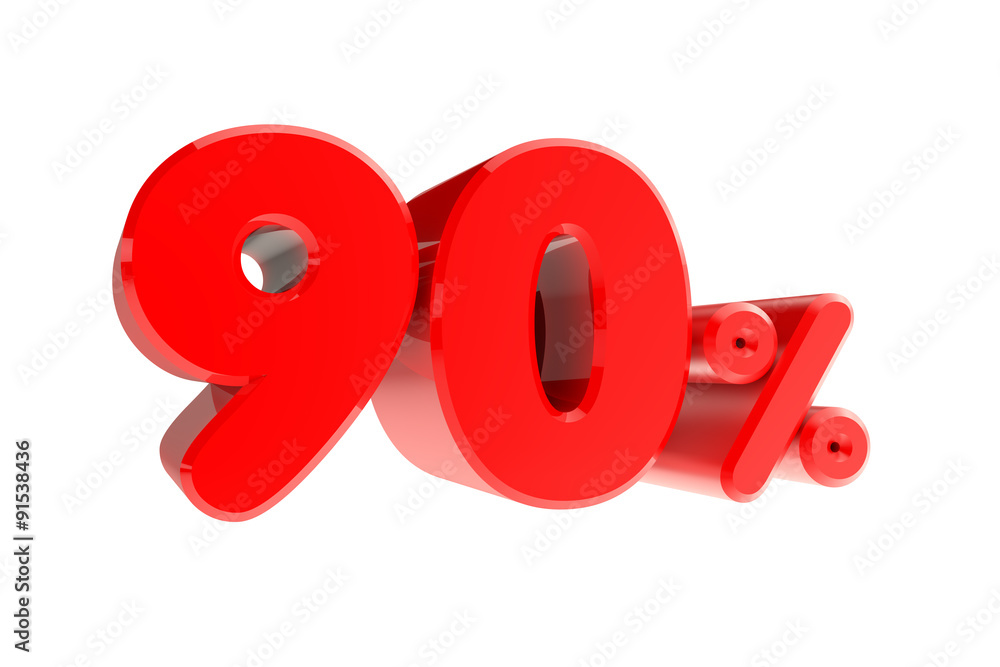 90 percent 3d rendering on white background 90 percent 3d rendering on white background