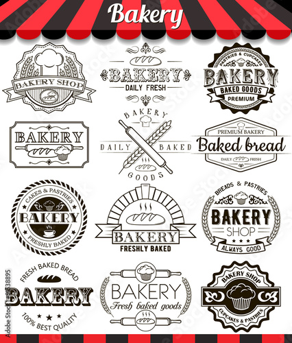 Bakery vintage design elements and badges set