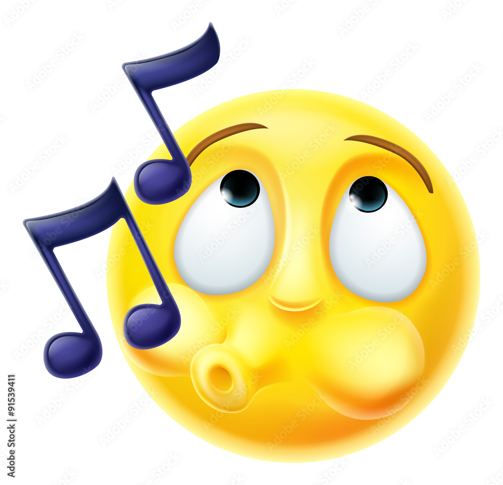 Emoji Emoticon Whistling Tune Happily Stock Vector Adobe Stock
