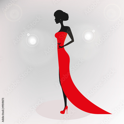 Vector illustration of a girl on cocktail party