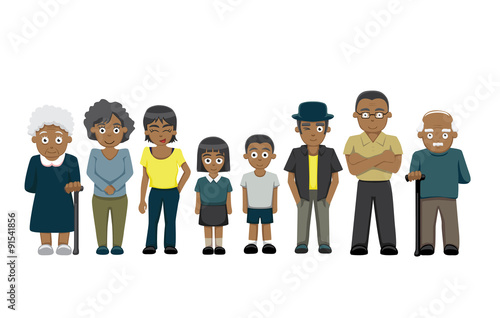 Family Standing Cartoon Vector Illustration 2 (Black)