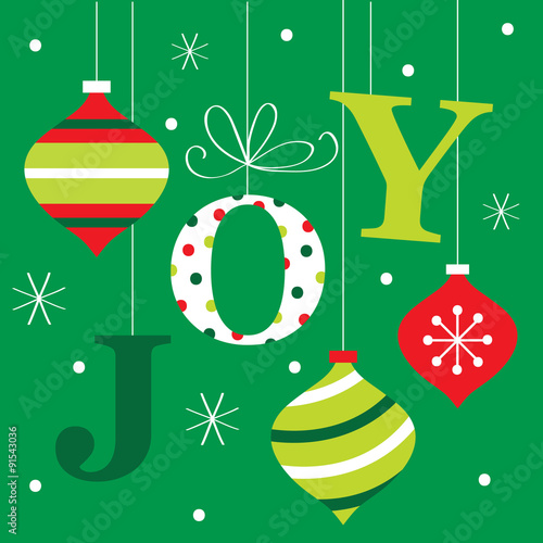 christmas joy with baubles design suitable for your personal greeting card or christmas invitation