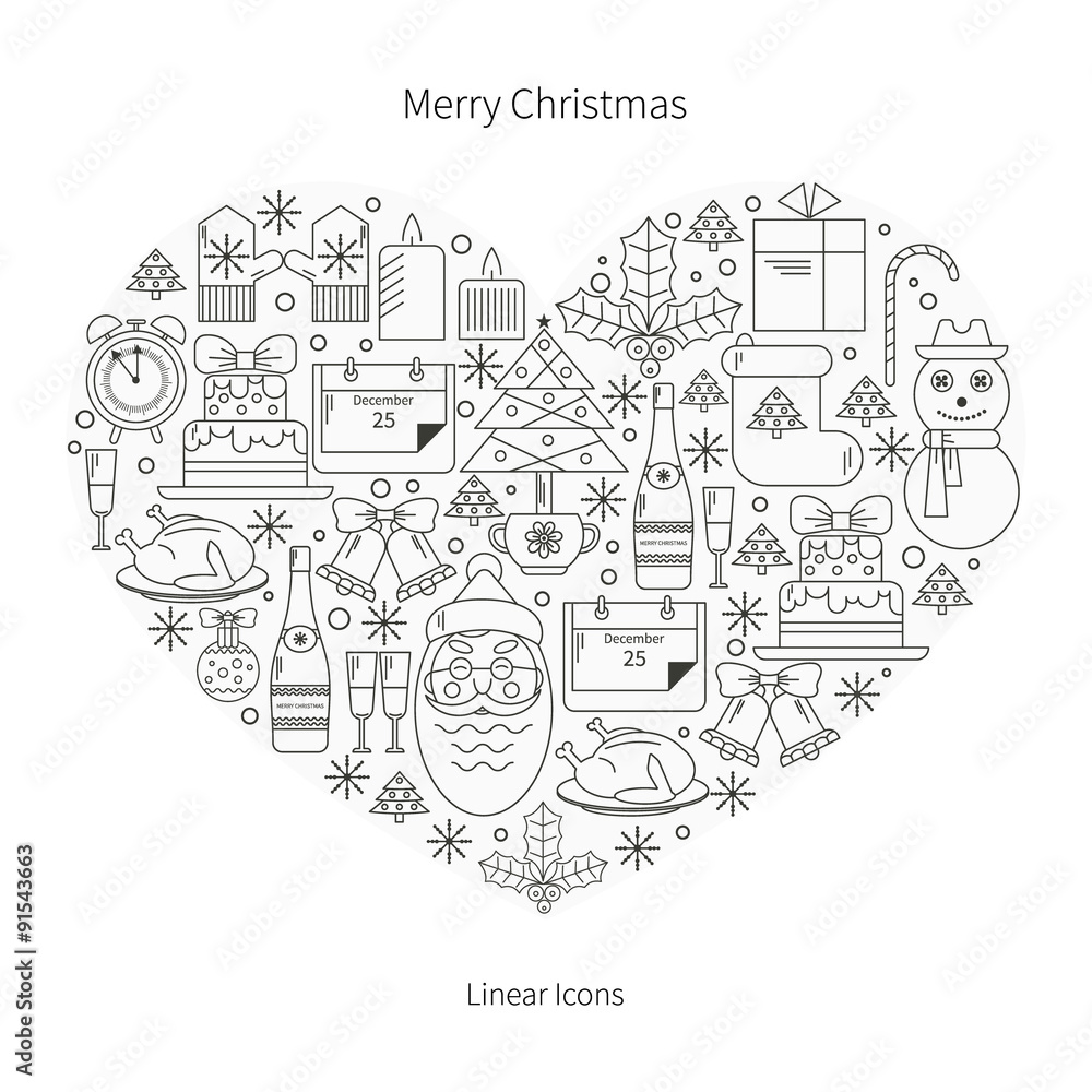 Obraz premium Christmas icons Line
