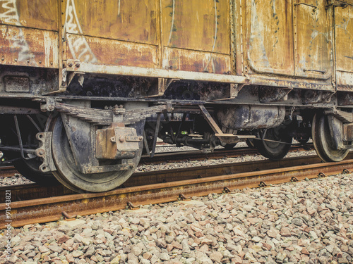 wheel of train, old cargo train