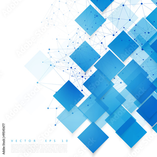 Vector blue squares. Abstract background. 