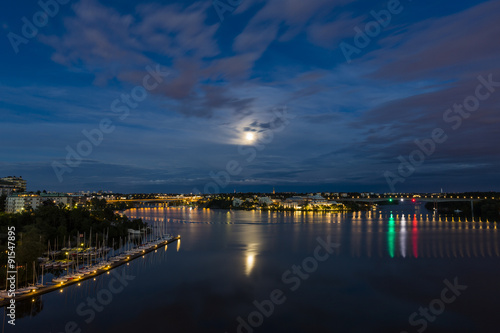 Full moon rising over Stockholm  Stockholm  Sweden