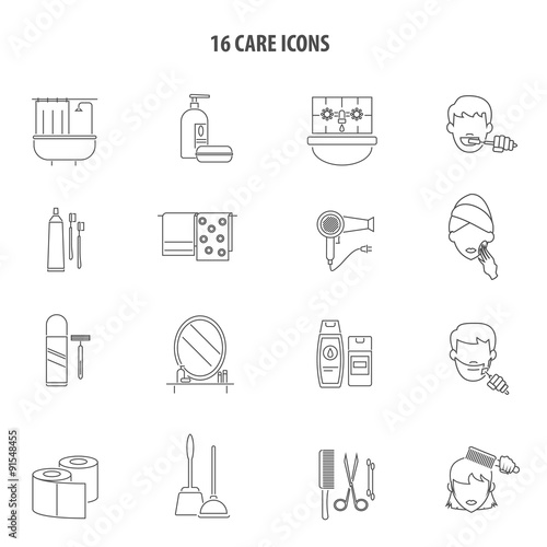 Personal care products icons set line