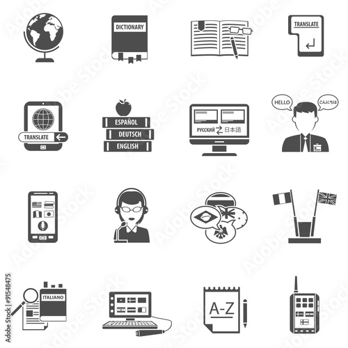 Multilanguage Translator Flat Icon Set