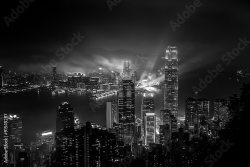 Fotografie Hong Kong Cityscape Black & White