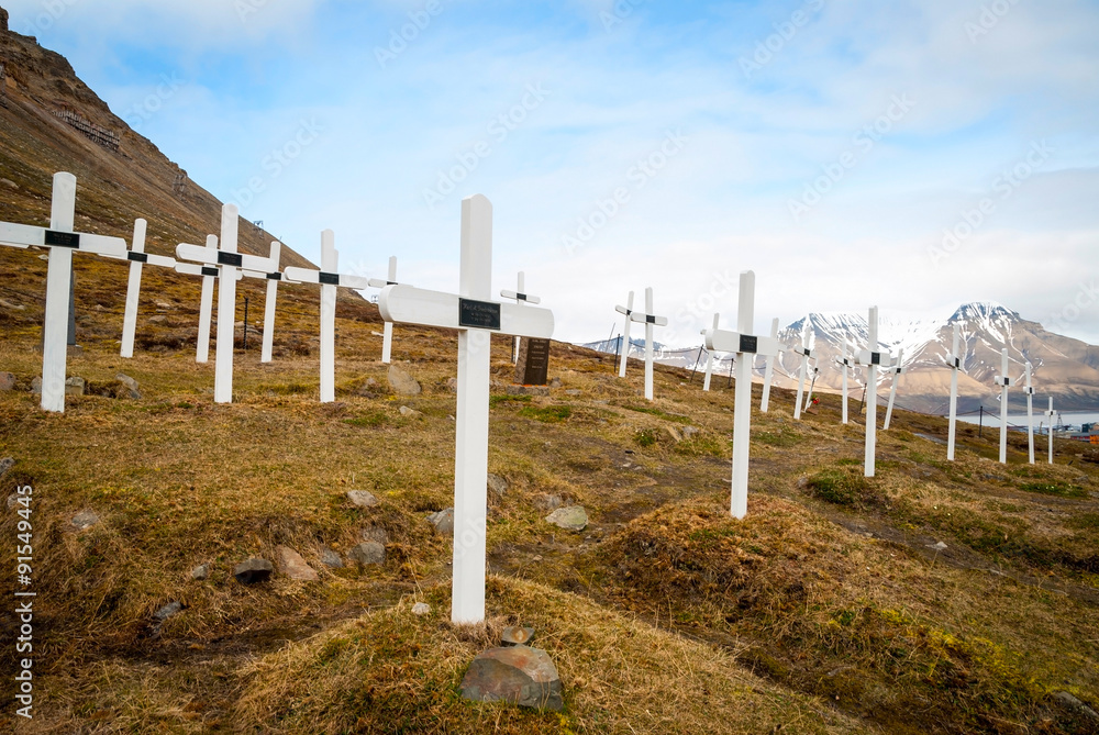 Fototapeta premium Cemetery in Longyearbyen, Svalbard