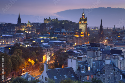 Skyline of Edinburgh, Scotland from Calton Hill at night © sara_winter