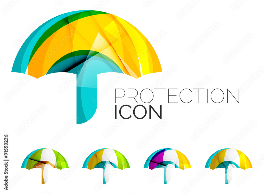 Set of abstract umbrella icons, business logotype protection