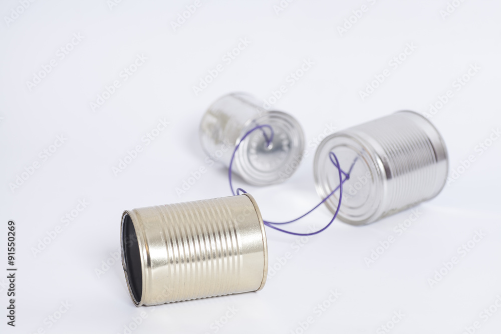 Tin can phone.Telecommunication concept Tin can phone.Telecommunication concept