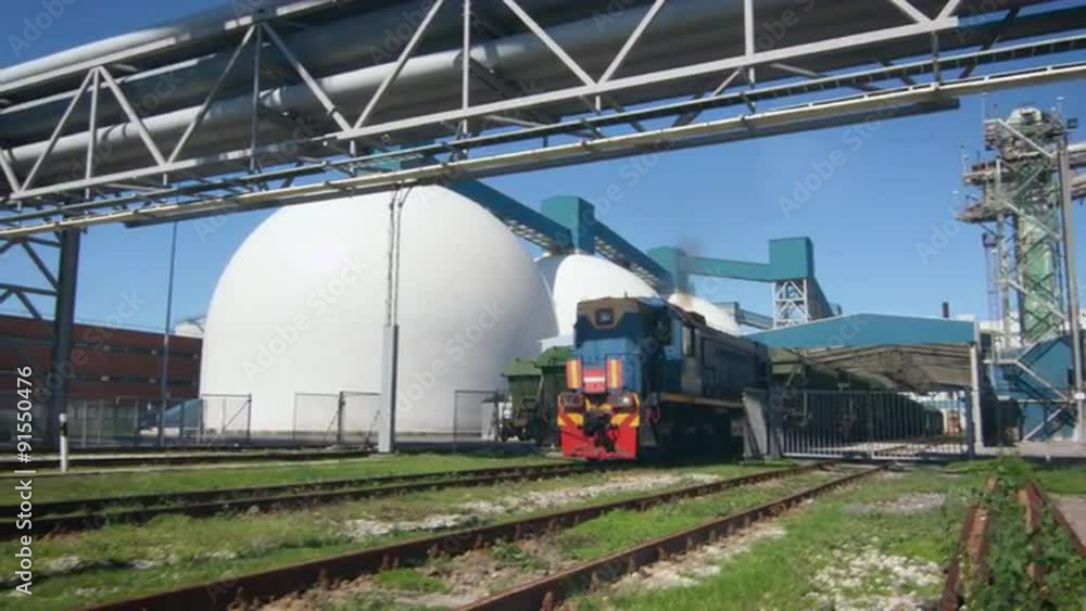 Industrial Diesel Freight Train in Railway Station Industrial Diesel Freight Train in Railway Station