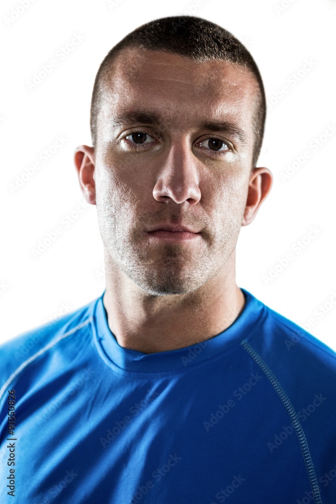 Close-up portrait of confident rugby player Close-up portrait of confident rugby player