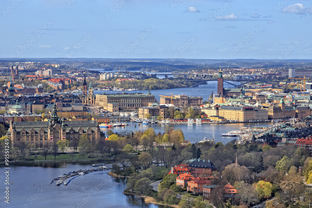 Naklejka premium Air view of Stockholm City, Stockholm, Sweden