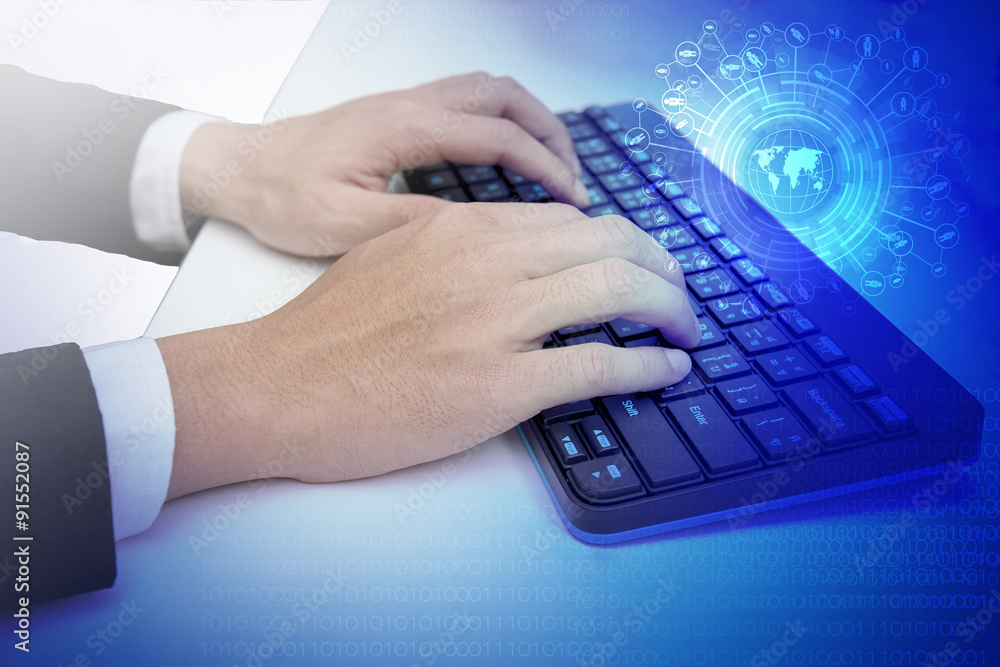 Computer keyboard and multiple social media images Computer keyboard and multiple social media images