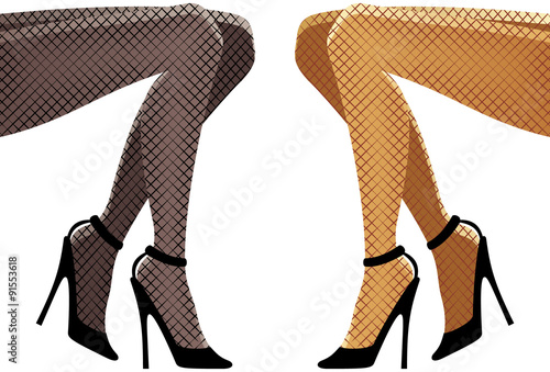 Sexy legs on high heels, vector illustration.