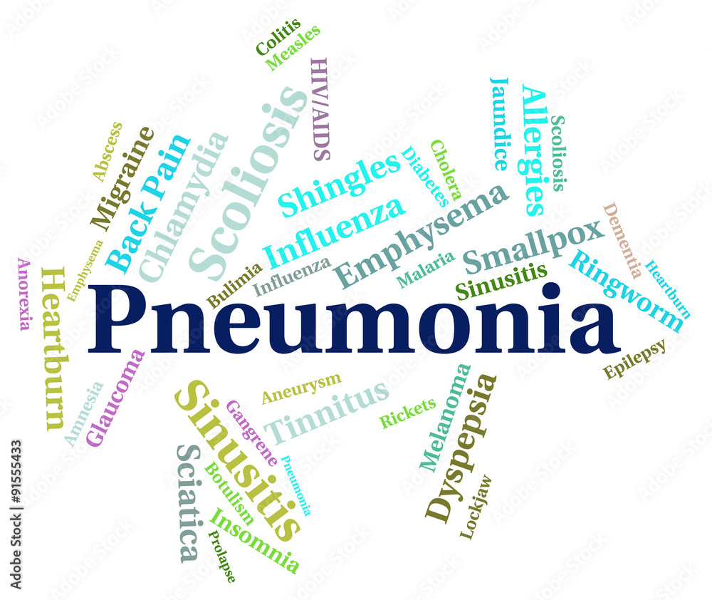 Fototapeta premium Pneumonia Word Means Ill Health And Affliction