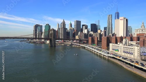 Wallpaper Mural The Brooklyn Bridge, East River and FDR parkway on a clear sunny day in New York City. Torontodigital.ca